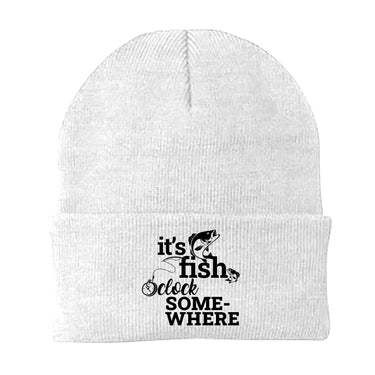 Its Fishing O'clock Embroidered Beanie